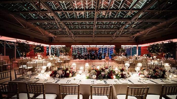 A Kimmel Center wedding reception in The Hamilton Rooftop Garden