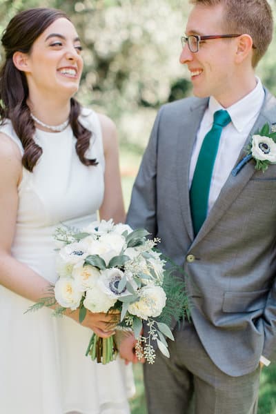 New Jersey Wedding - New Jersey home wedding - New Jersey tented wedding - New Jersey Jewish wedding - laughing bride and groom - bride and groom - yehud - bride and groom spending time alone