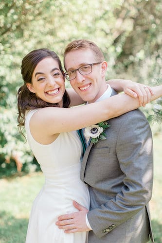 New Jersey Wedding - New Jersey home wedding - New Jersey tented wedding - New Jersey Jewish wedding - just married - happy bride and groom - bride and groom - bride and groom hugging