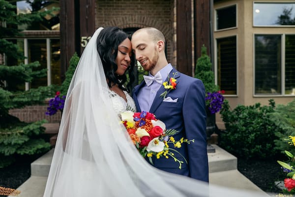 couple just married in an intimate wedding ceremony after postponing during COVID