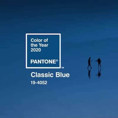 color chip of Pantone's color of the year for 2020 - classic blue