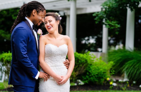 Bride and Groom enjoying their Philadelphia destination wedding at Knowlton Mansion