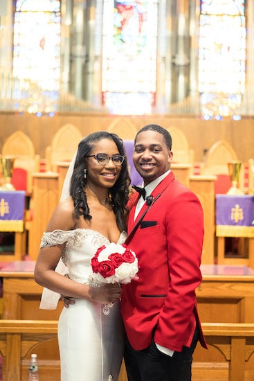 bride and groom after their intimate wedding at St Matthew AME in Philadelphia