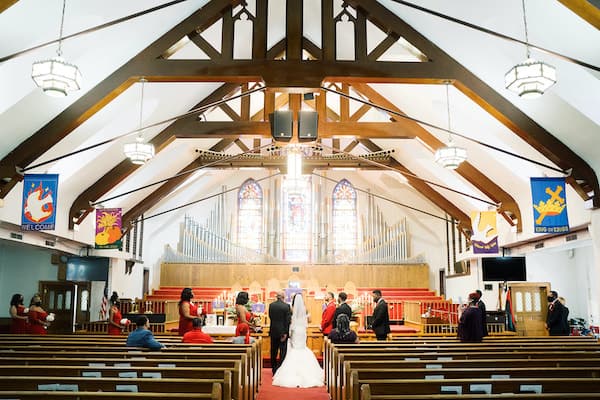 intimate and socially distant wedding at St Matthew AME in Philadelphia