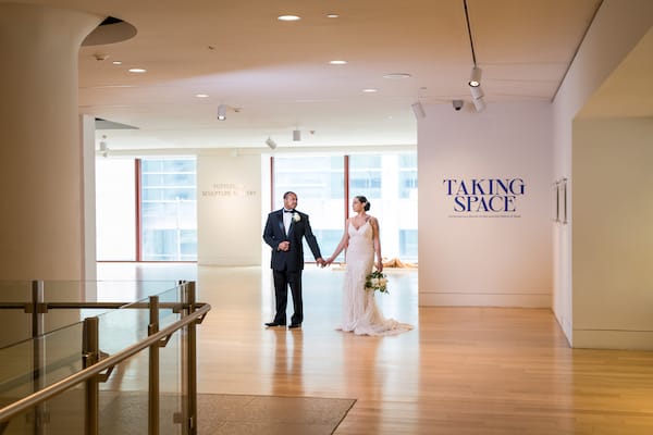 black bride and groom in PAFA's Hamilton Gallery