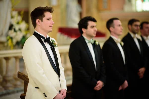 groom waiting for his bride's arrival at their Philadelphia wedding