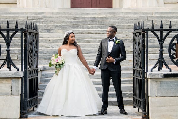 bride and groom's portraits in Old City Philadelphia