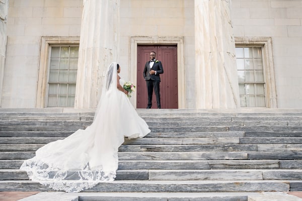 bride and groom's portraits in Old City Philadelphia