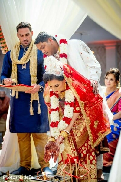 South jersey bride and groom during thier Hindu weding ceremony