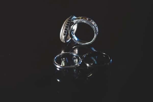 wedding and engagement rings crafted by a brides family friend