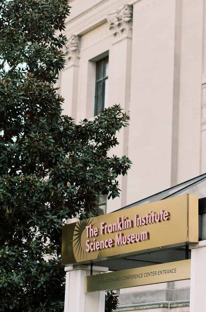 The Franklin Institute Science Museum wedding venue sign in PA