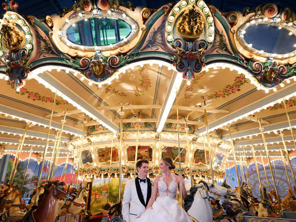 historic carousel wedding photo at Please Touch Museum