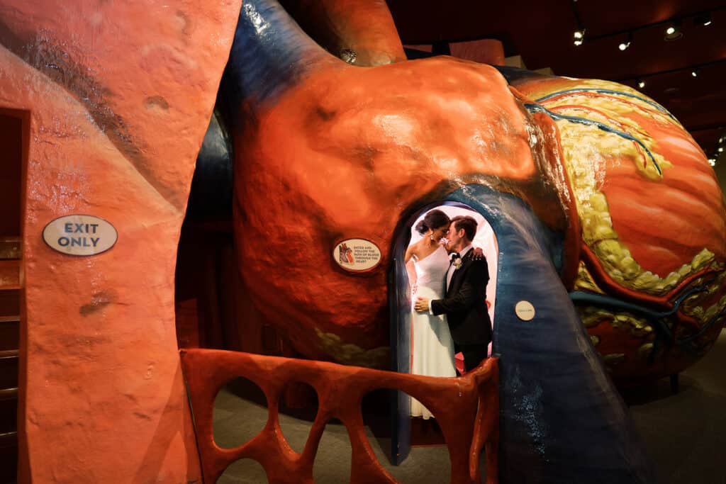 The Franklin Institute wedding heart exhibit