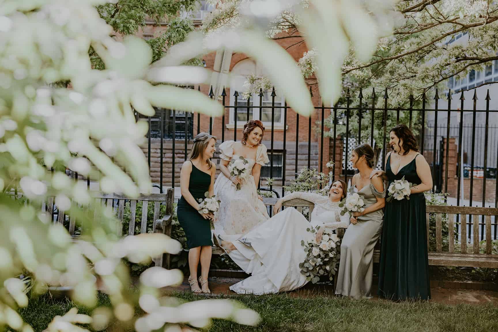 Bride and bridesmaids at the College of Physicians wedding