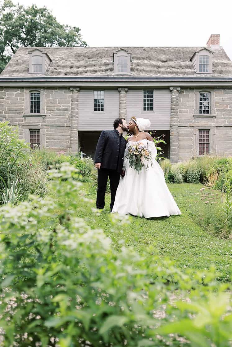 bride and groom at bartrams garden wedding