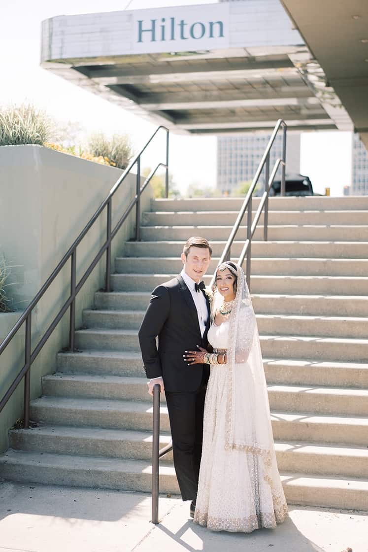 bride and groom at hilton penns landing wedding