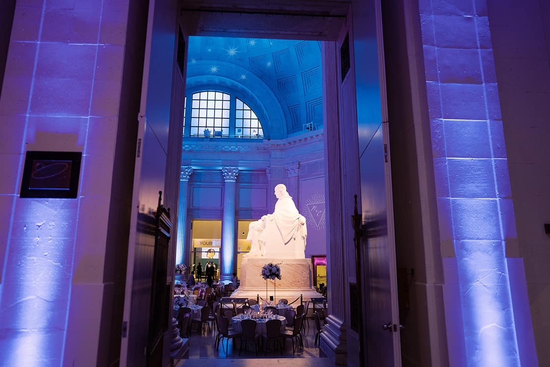 wedding reception at the Franklin institute